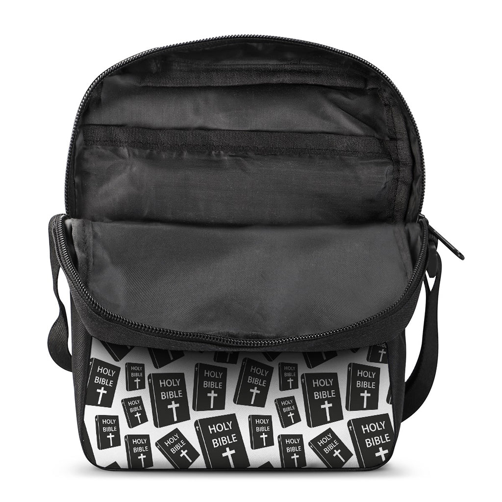 Black And White Holy Bible Pattern Print Rectangular Crossbody Bag