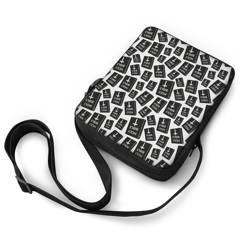 Black And White Holy Bible Pattern Print Rectangular Crossbody Bag