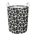 Black And White Holy Bible Pattern Print Round Laundry Basket