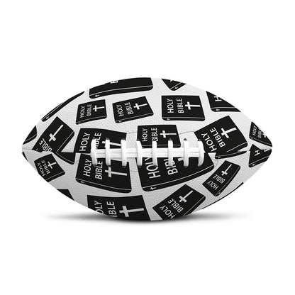 Black And White Holy Bible Pattern Print Rugby Ball