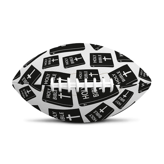 Black And White Holy Bible Pattern Print Rugby Ball