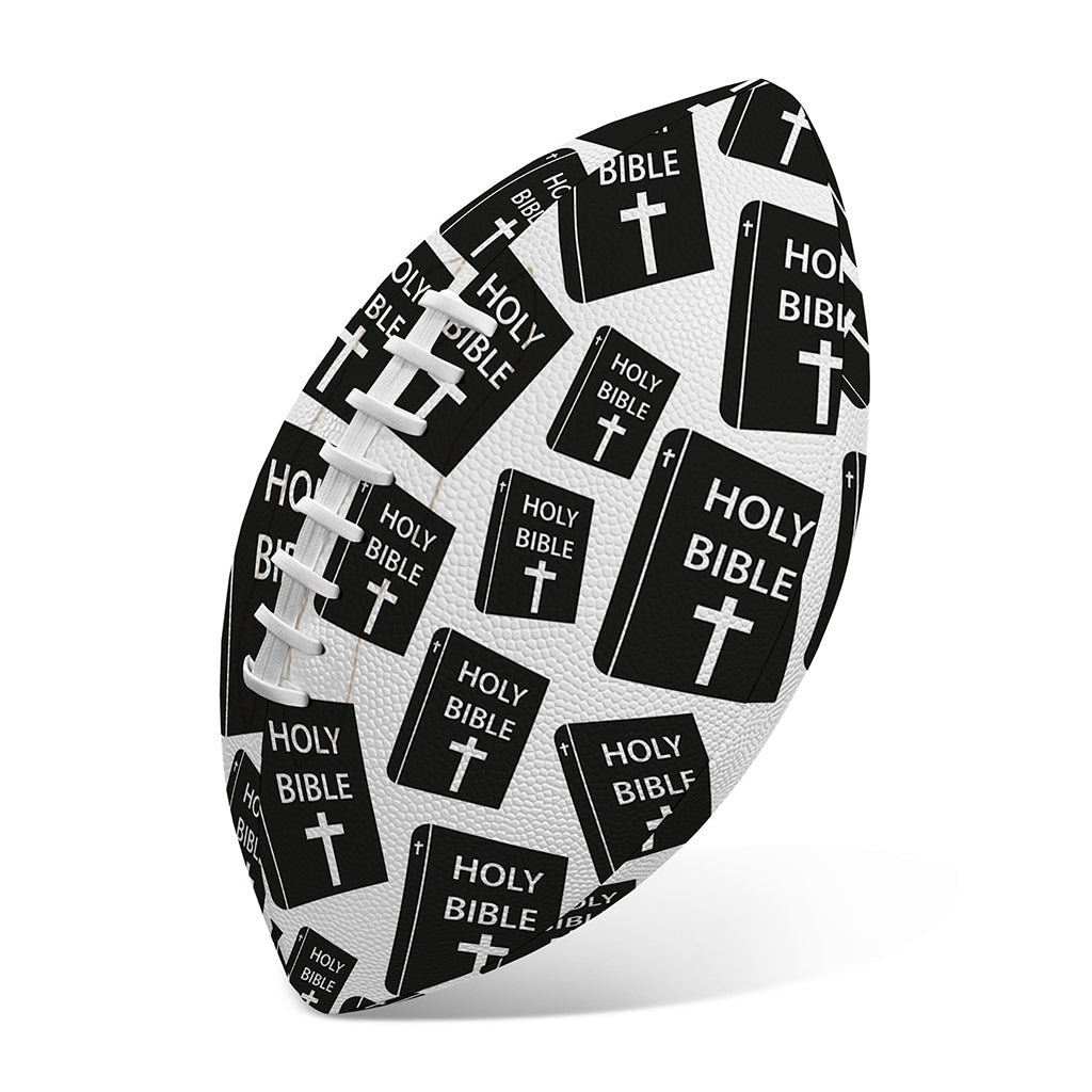 Black And White Holy Bible Pattern Print Rugby Ball
