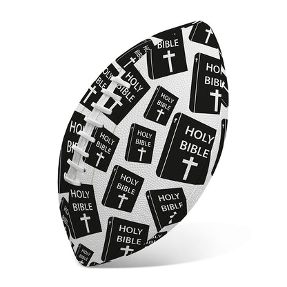 Black And White Holy Bible Pattern Print Rugby Ball