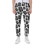 Black And White Holy Bible Pattern Print Scuba Joggers