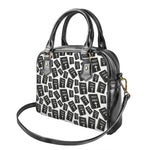 Black And White Holy Bible Pattern Print Shoulder Handbag