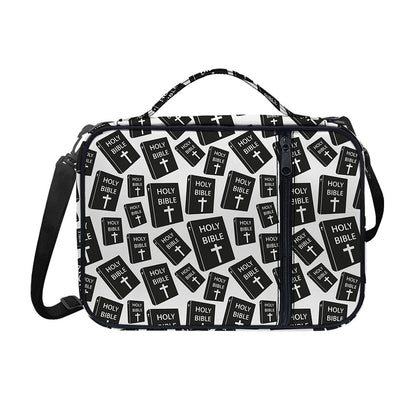 Black And White Holy Bible Pattern Print Shoulder Strap Bible Bag