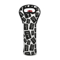 Black And White Holy Bible Pattern Print Single Neoprene Wine Tote