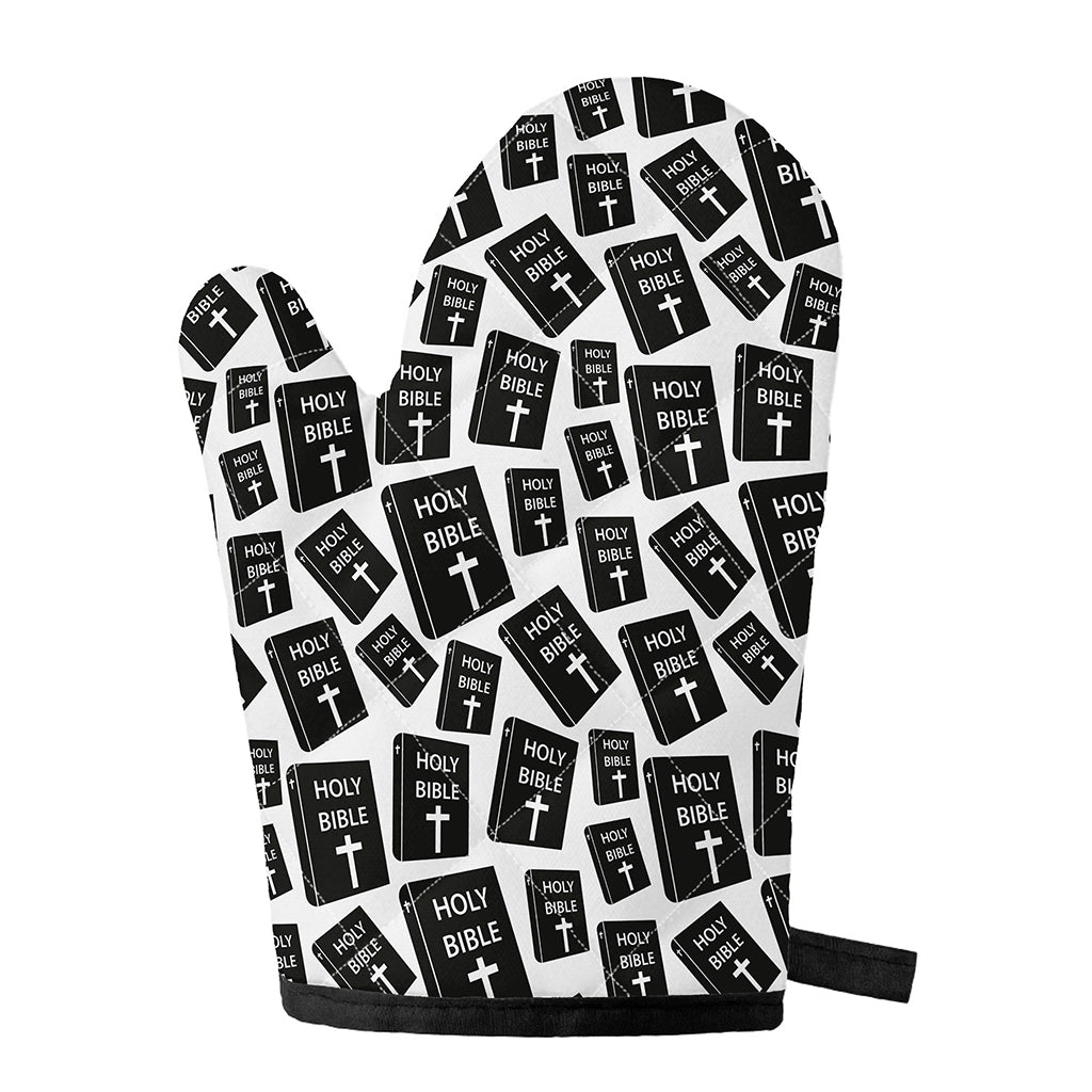 Black And White Holy Bible Pattern Print Single Oven Mitt