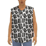 Black And White Holy Bible Pattern Print Sleeveless Baseball Jersey