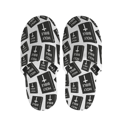 Black And White Holy Bible Pattern Print Slippers