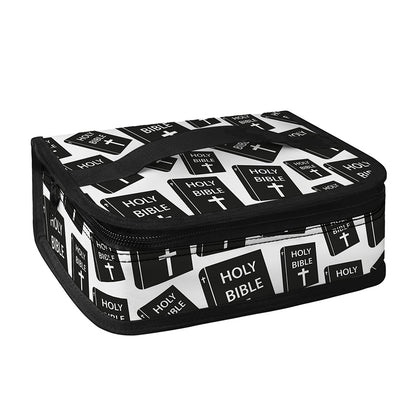 Black And White Holy Bible Pattern Print Small Lunch Bag