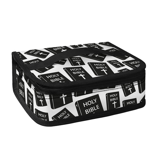 Black And White Holy Bible Pattern Print Small Lunch Bag