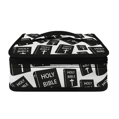 Black And White Holy Bible Pattern Print Small Lunch Bag