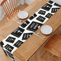 Black And White Holy Bible Pattern Print Table Runner