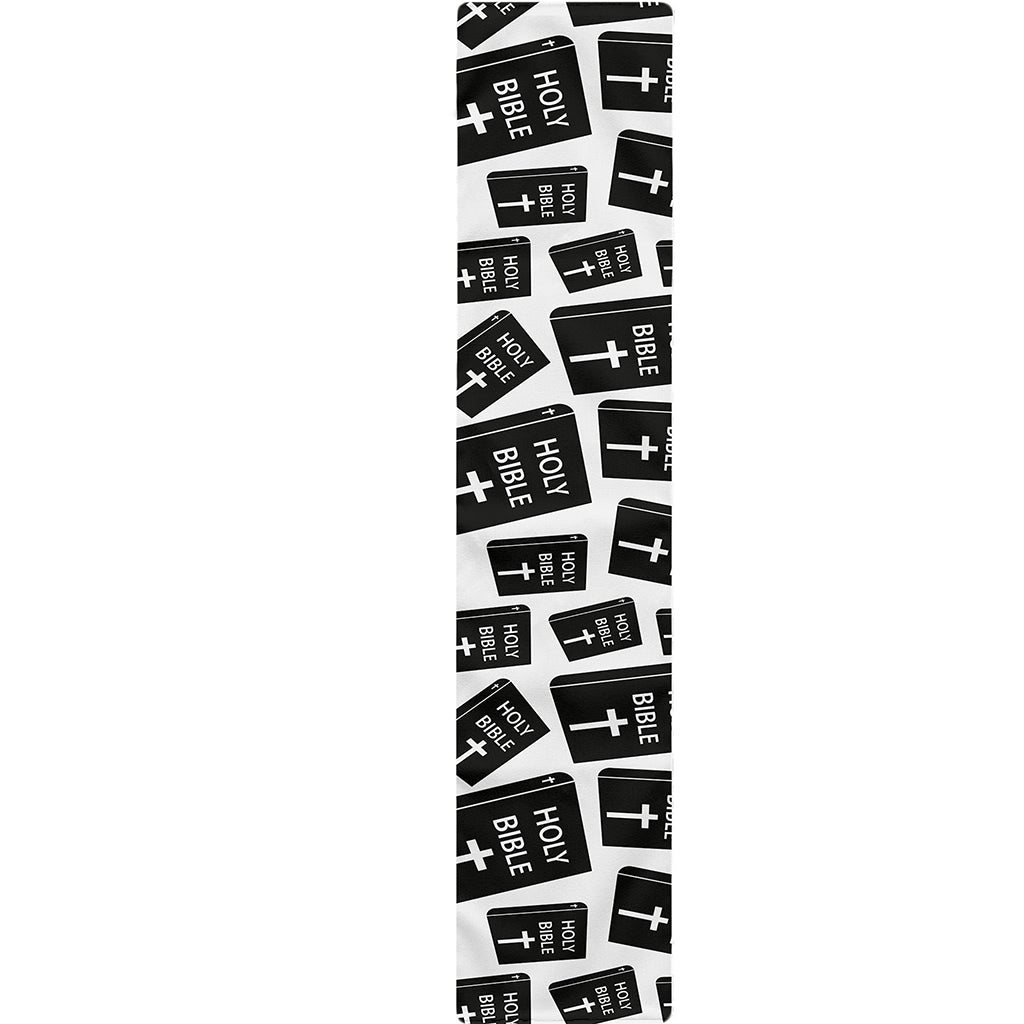 Black And White Holy Bible Pattern Print Table Runner