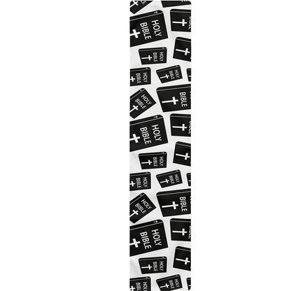 Black And White Holy Bible Pattern Print Table Runner