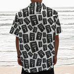 Black And White Holy Bible Pattern Print Textured Short Sleeve Shirt