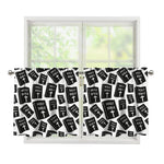 Black And White Holy Bible Pattern Print Tier Curtains