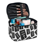 Black And White Holy Bible Pattern Print Travel Makeup Bag