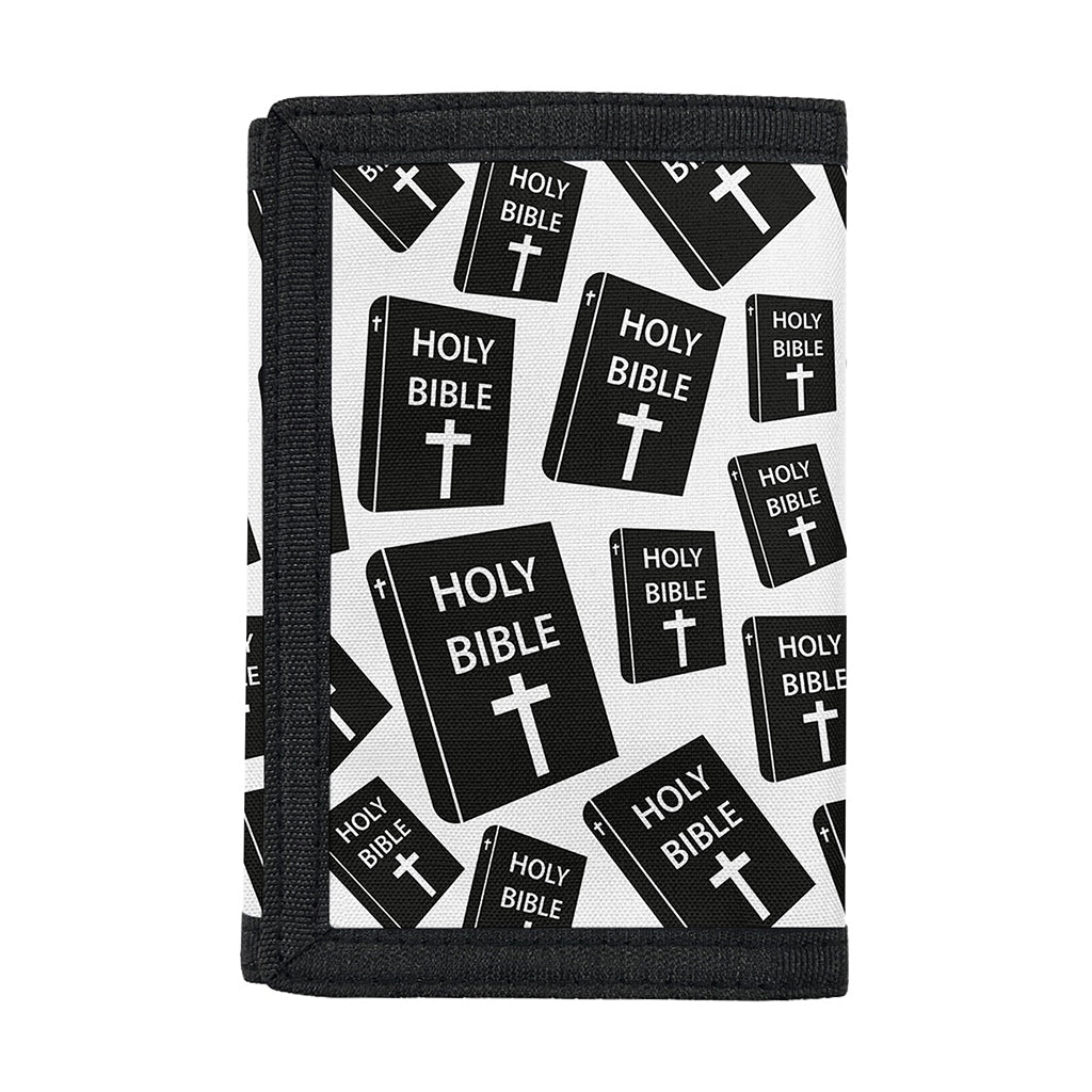 Black And White Holy Bible Pattern Print Trifold Wallet