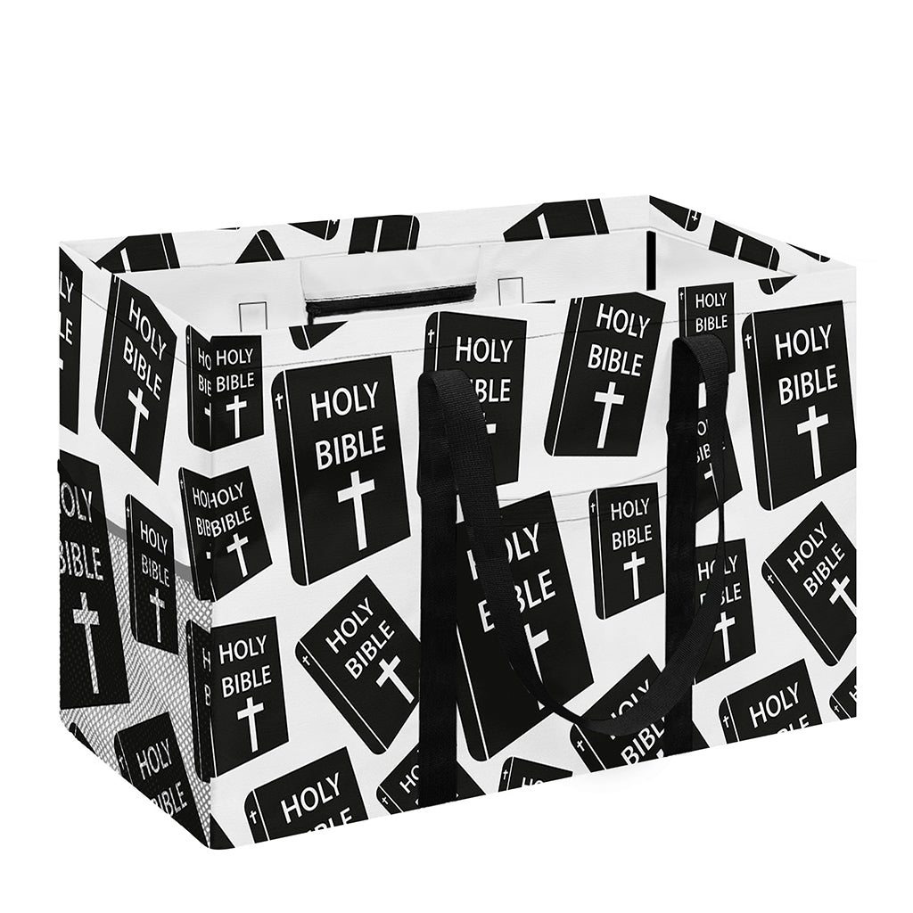 Black And White Holy Bible Pattern Print Utility Tote Bag