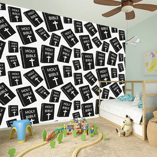 Black And White Holy Bible Pattern Print Wall Sticker