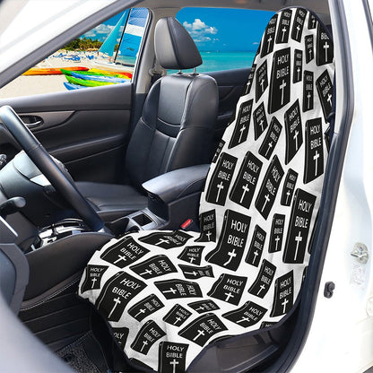 Black And White Holy Bible Pattern Print Waterproof Car Seat Cover