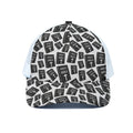 Black And White Holy Bible Pattern Print White Mesh Trucker Hat