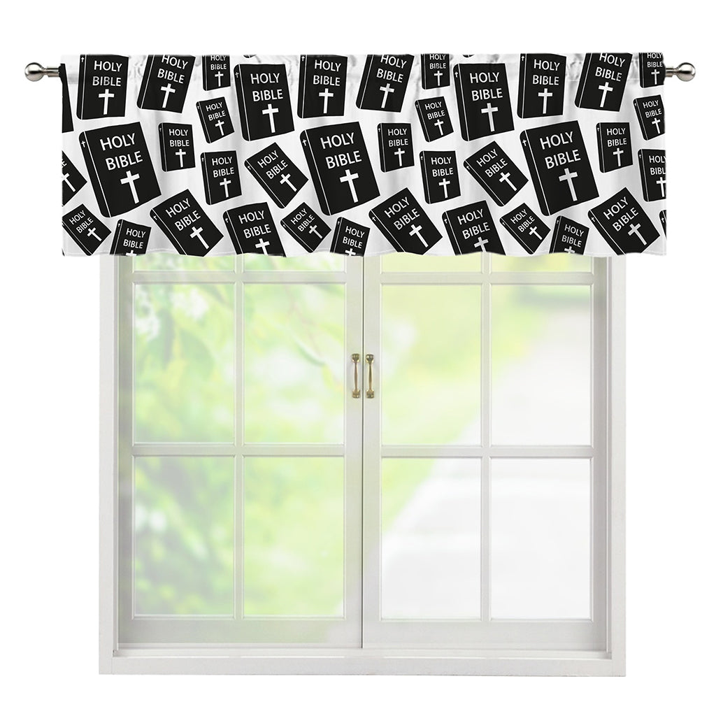 Black And White Holy Bible Pattern Print Window Valance