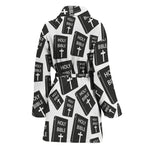 Black And White Holy Bible Pattern Print Women's Bathrobe