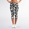 Black And White Holy Bible Pattern Print Women's Capri Leggings