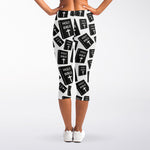 Black And White Holy Bible Pattern Print Women's Capri Leggings