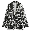 Black And White Holy Bible Pattern Print Women's Cotton Blazer