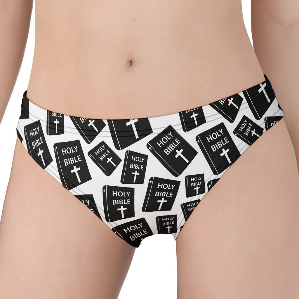 Black And White Holy Bible Pattern Print Women's Panties