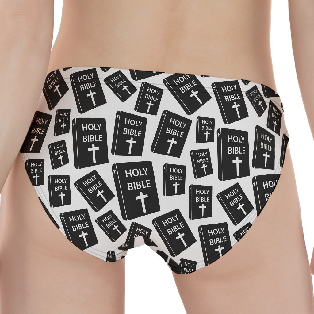 Black And White Holy Bible Pattern Print Women's Panties