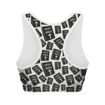 Black And White Holy Bible Pattern Print Women's Sports Bra