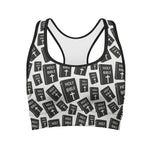 Black And White Holy Bible Pattern Print Women's Sports Bra