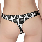 Black And White Holy Bible Pattern Print Women's Thong