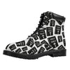 Black And White Holy Bible Pattern Print Work Boots