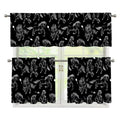 Black And White Horse Pattern Print 3 Piece Kitchen Curtains
