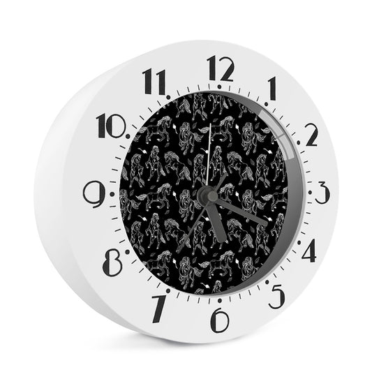 Black And White Horse Pattern Print Alarm Clock