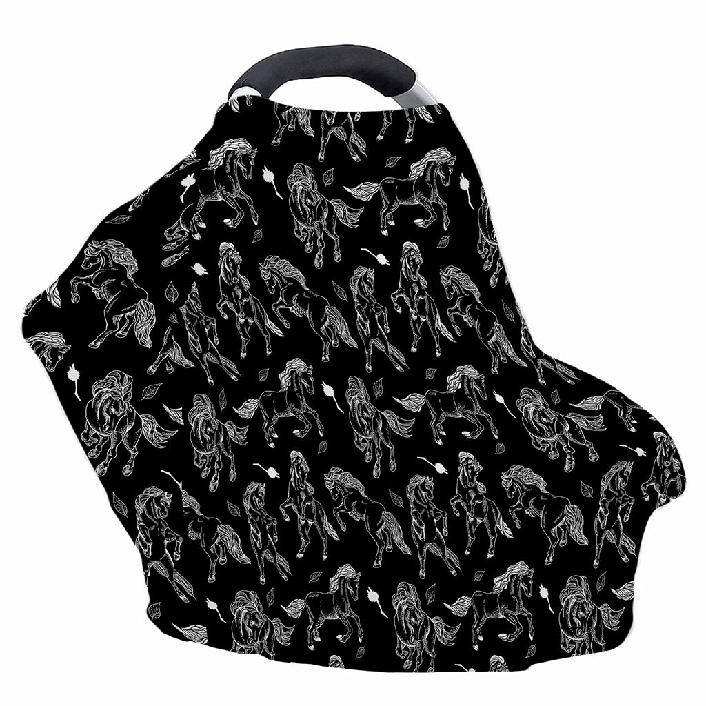 Black And White Horse Pattern Print Baby Seat Cover
