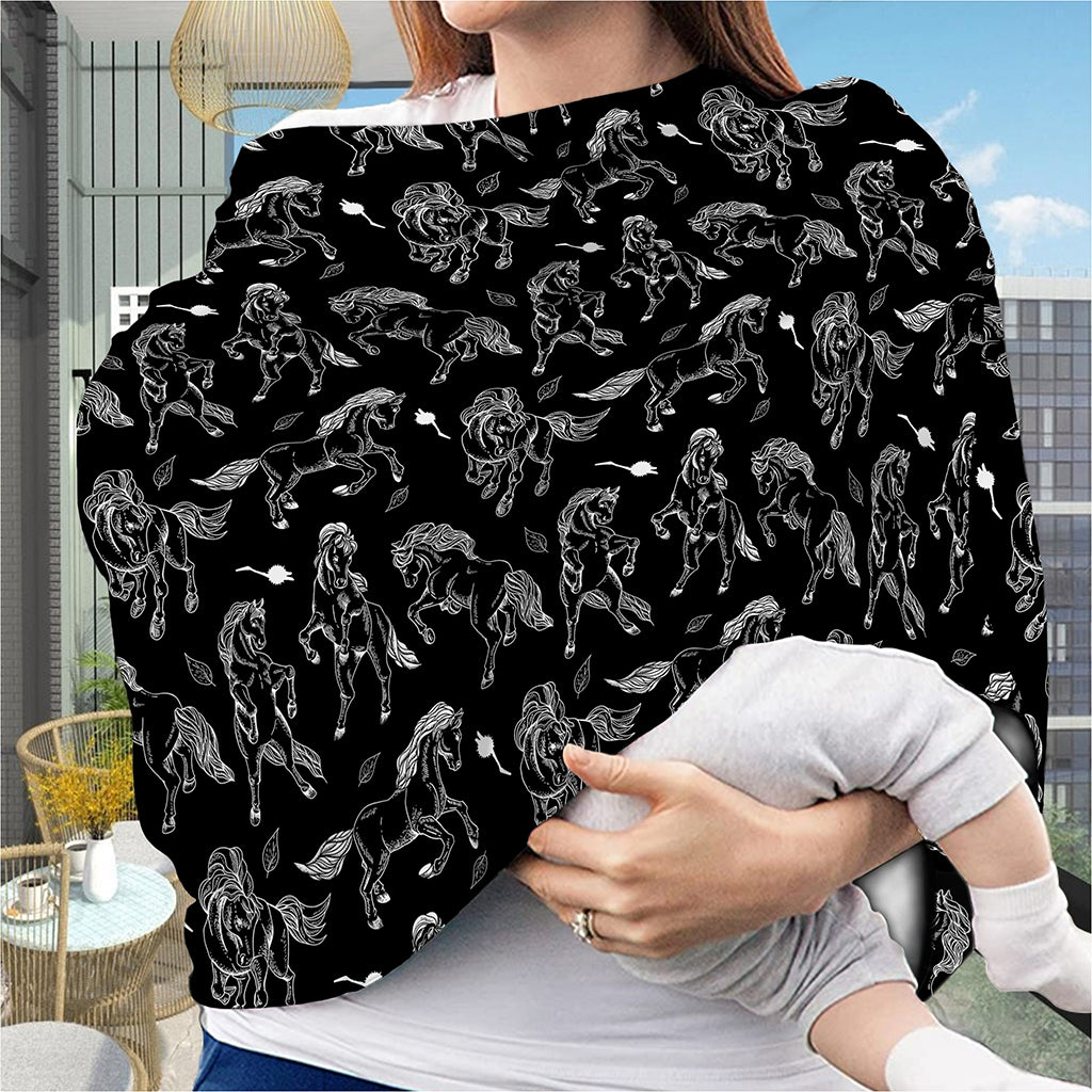 Black And White Horse Pattern Print Baby Seat Cover