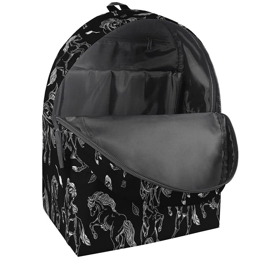 Black And White Horse Pattern Print Backpack