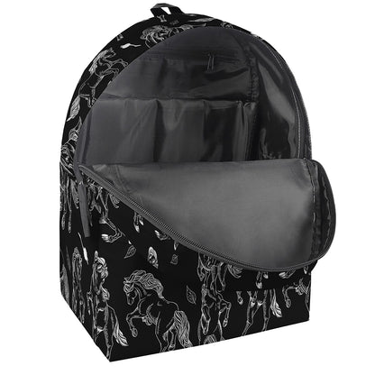 Black And White Horse Pattern Print Backpack