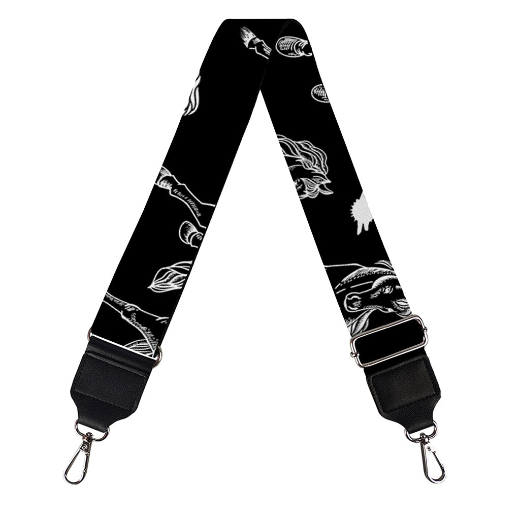 Black And White Horse Pattern Print Bag Strap
