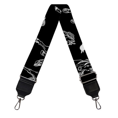 Black And White Horse Pattern Print Bag Strap
