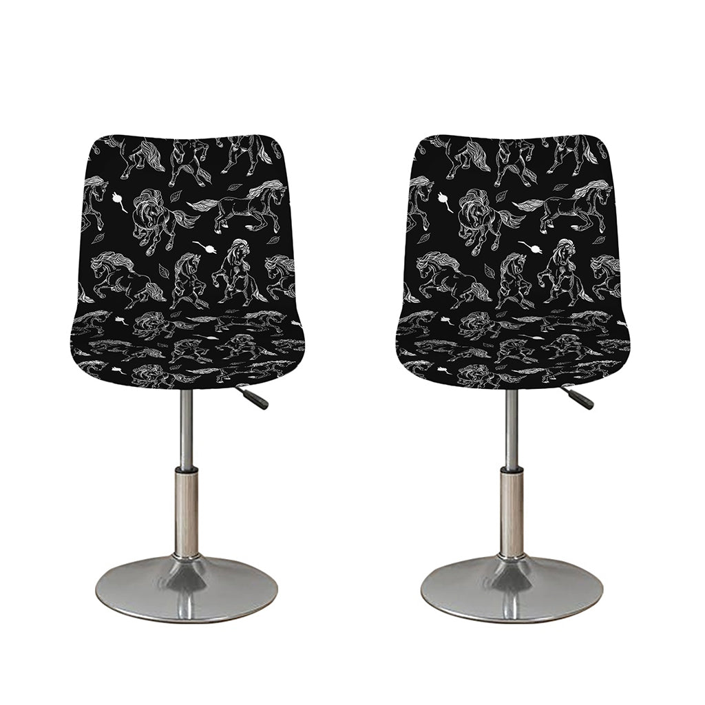 Black And White Horse Pattern Print Bar Stool Covers