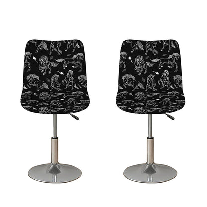 Black And White Horse Pattern Print Bar Stool Covers