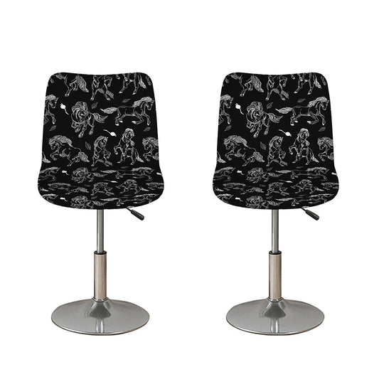 Black And White Horse Pattern Print Bar Stool Covers